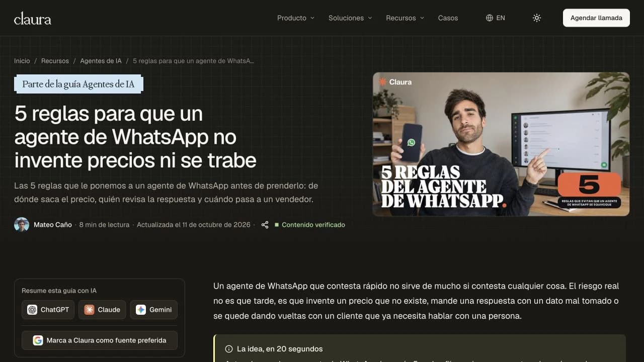 Real Claura page used as a base